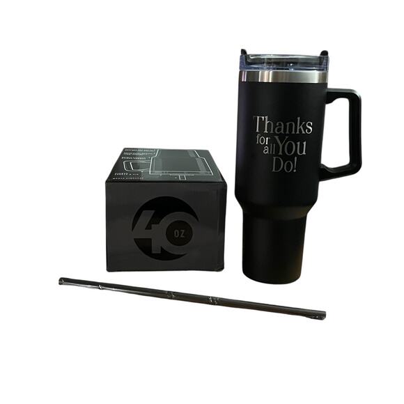 40 oz 'Thanks for all You Do'!' Stainless Steel Hot Cold Tumbler with Handle - Picture 9 of 10